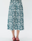 TIBI - Recycled Nylon Batik Full Skirt, Dark Hunter Green