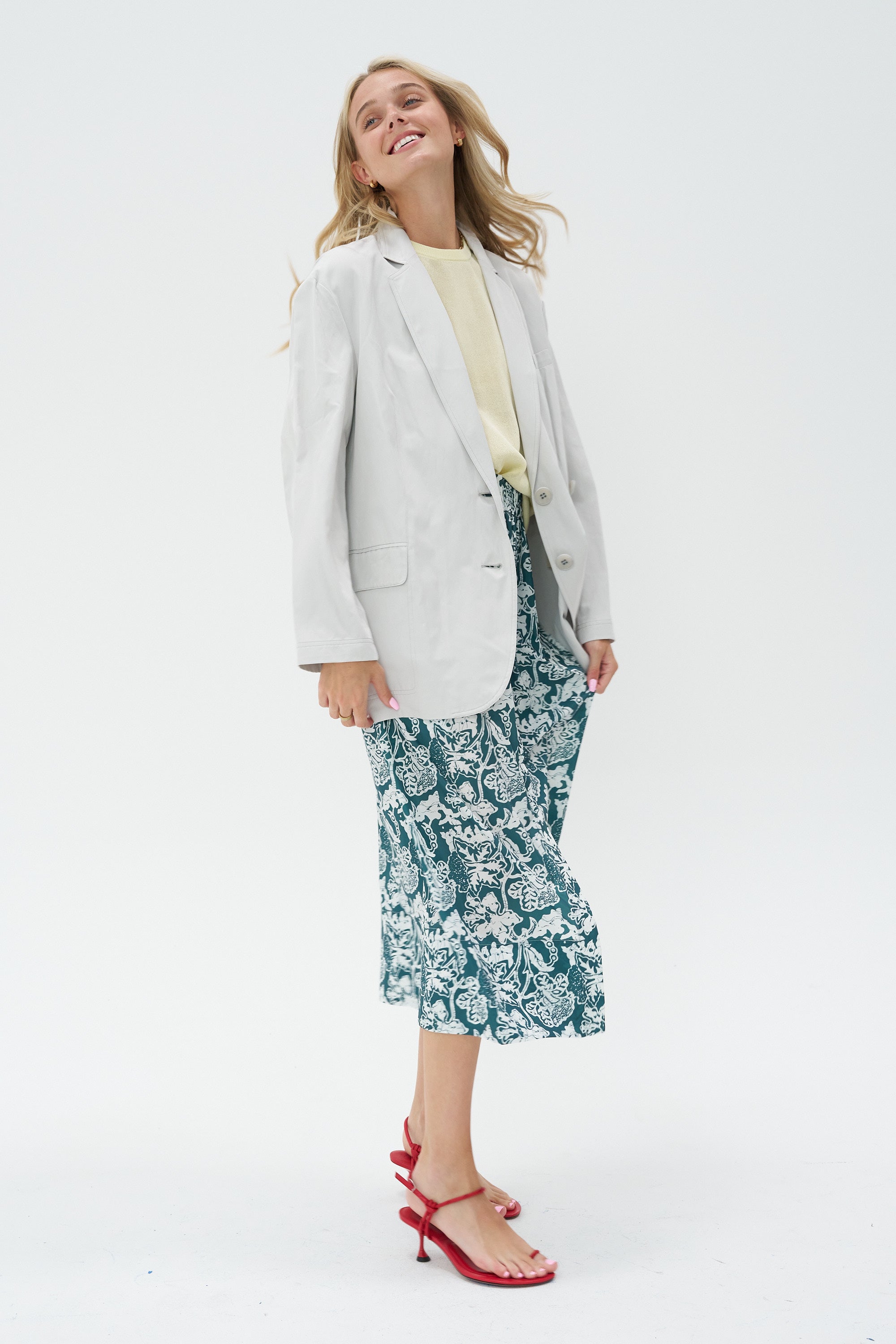 TIBI - Recycled Nylon Batik Full Skirt, Dark Hunter Green