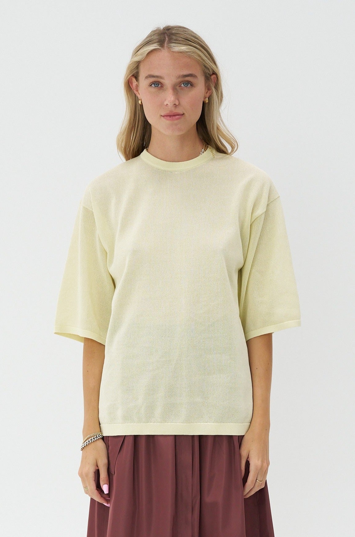 TIBI - Crispy Sweater Oversized Easy T-Shirt, Butter