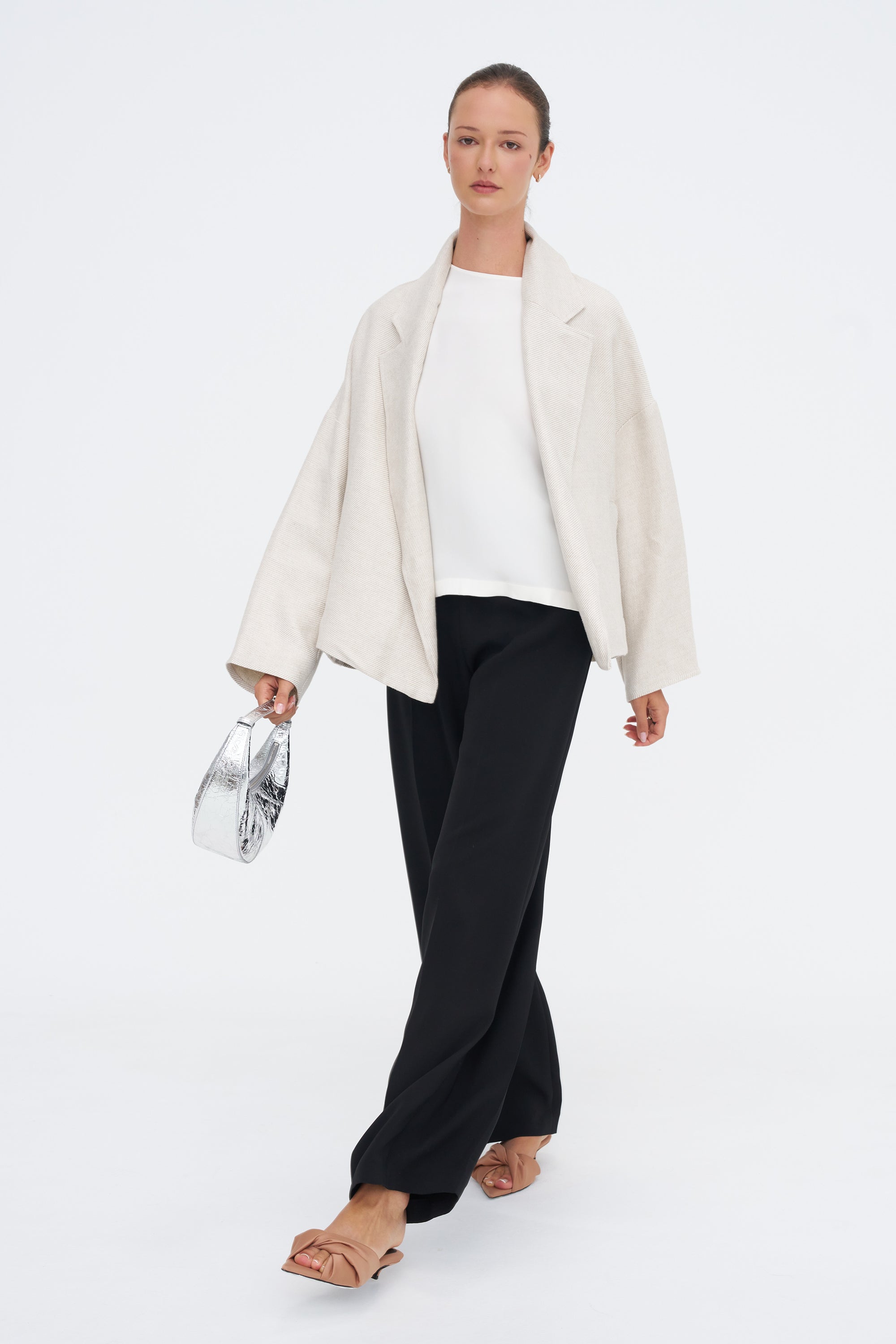 India Silk Boxy T-Shirt, Off White