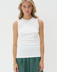 TIBI - T-Shirting Shirred Crewneck, White