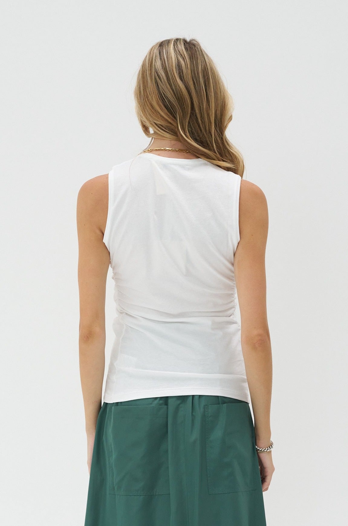 TIBI - T-Shirting Shirred Crewneck, White