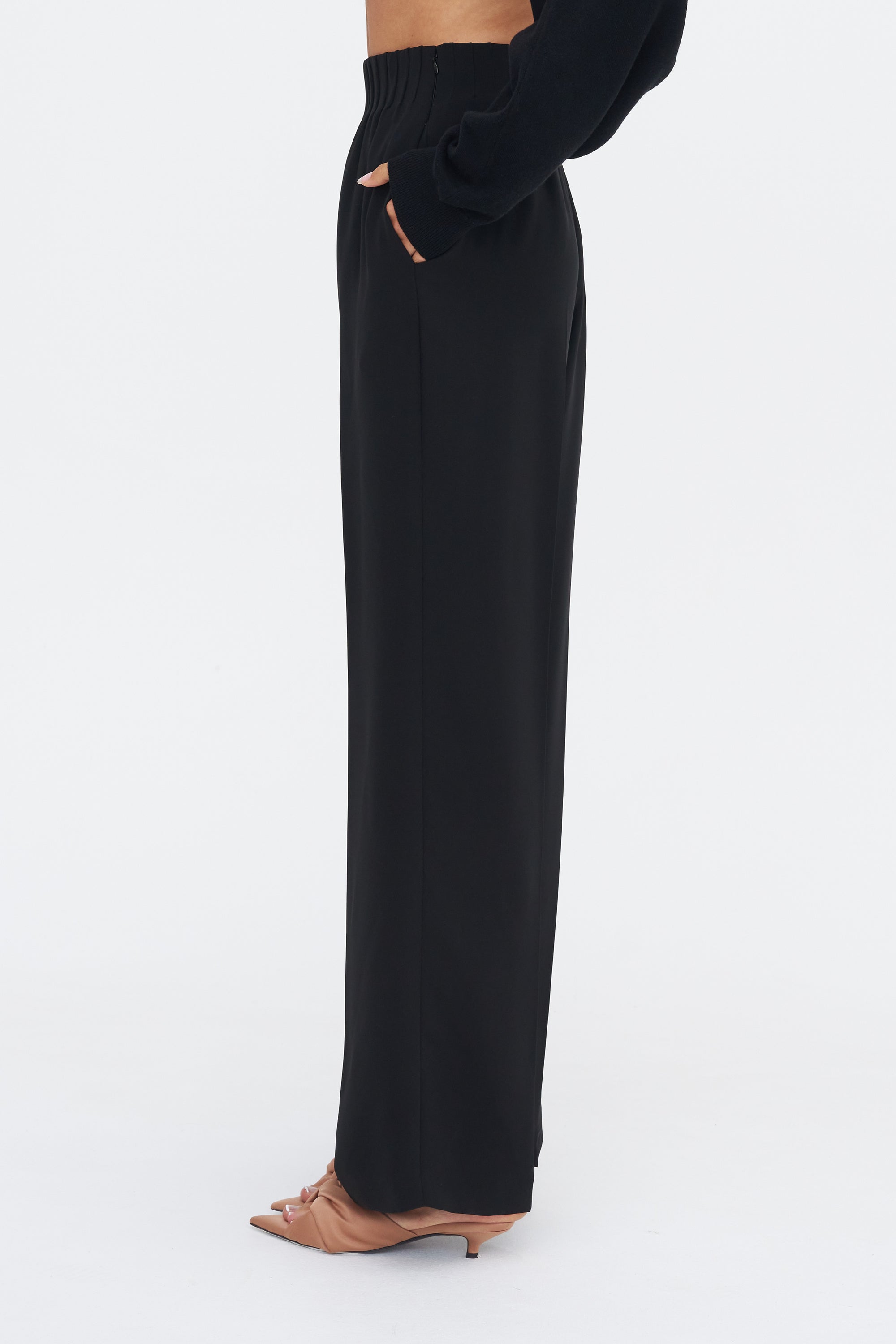 Maud Zip Pull-on Pants, Black