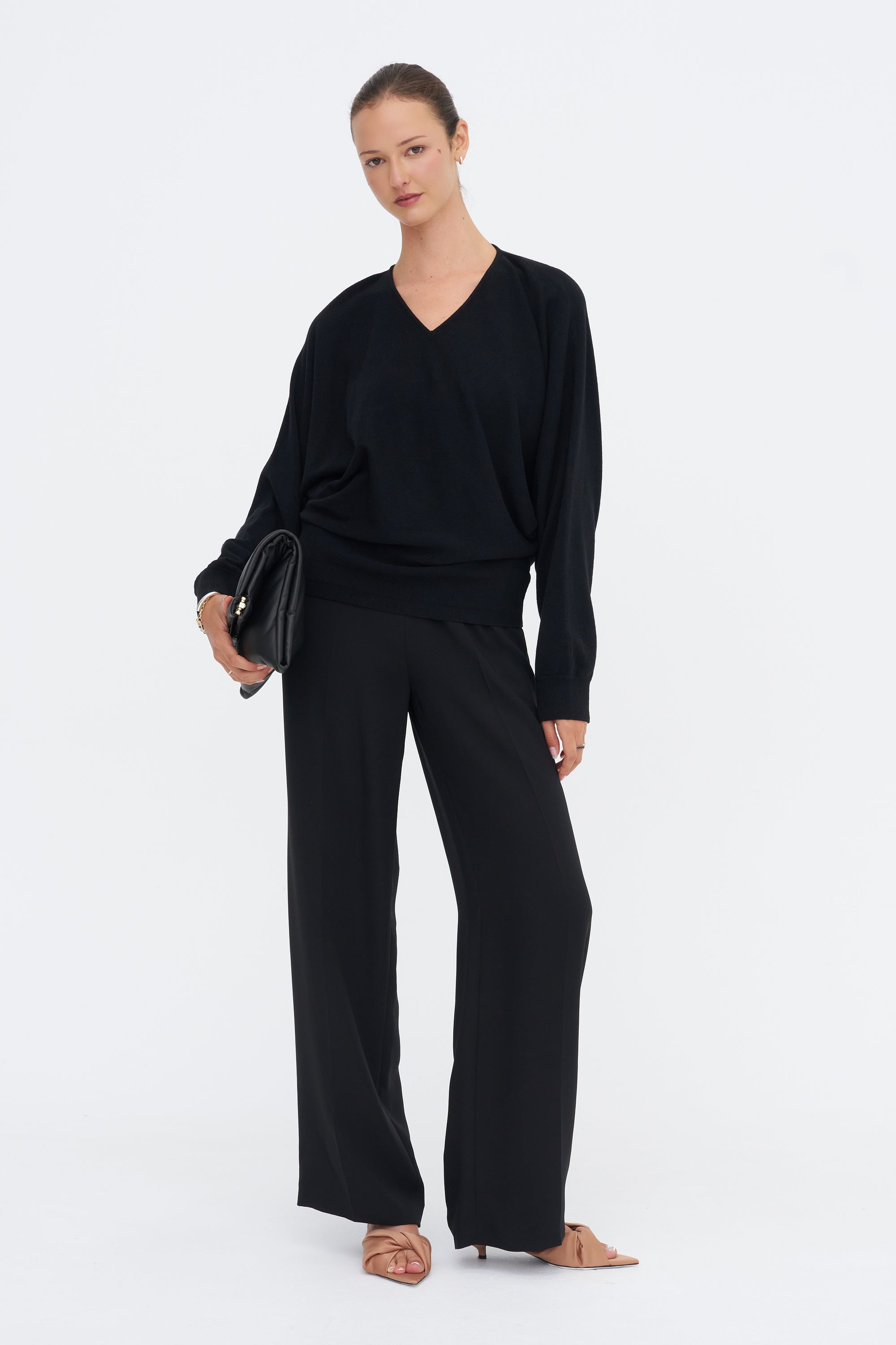 Maud Zip Pull-on Pants, Black