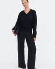 Maud Zip Pull-on Pants, Black