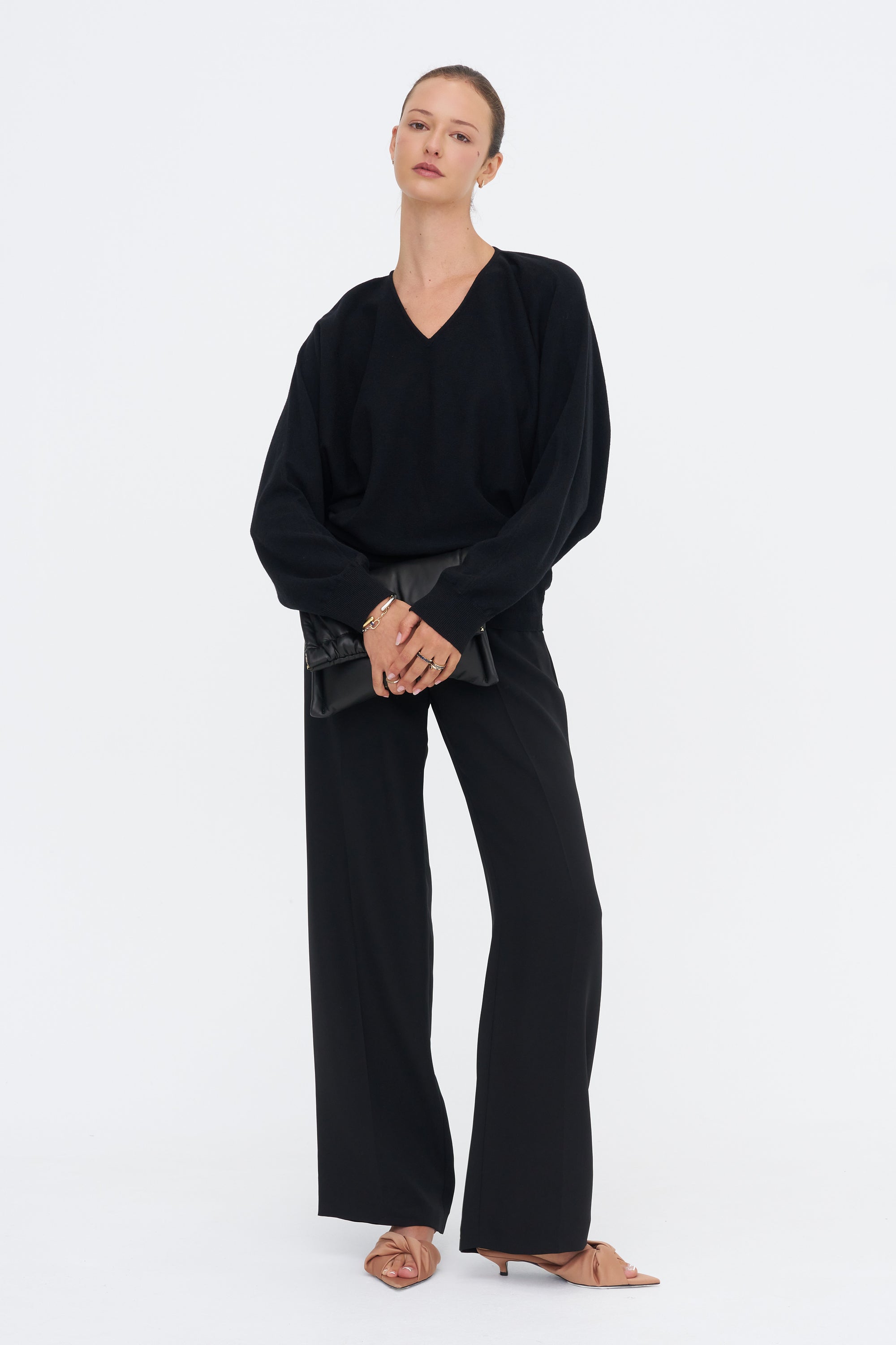 Maud Zip Pull-on Pants, Black