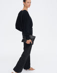 Maud Zip Pull-on Pants, Black