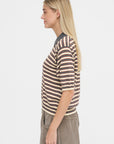 Organic Cotton Striped Polo, Grey & Beige