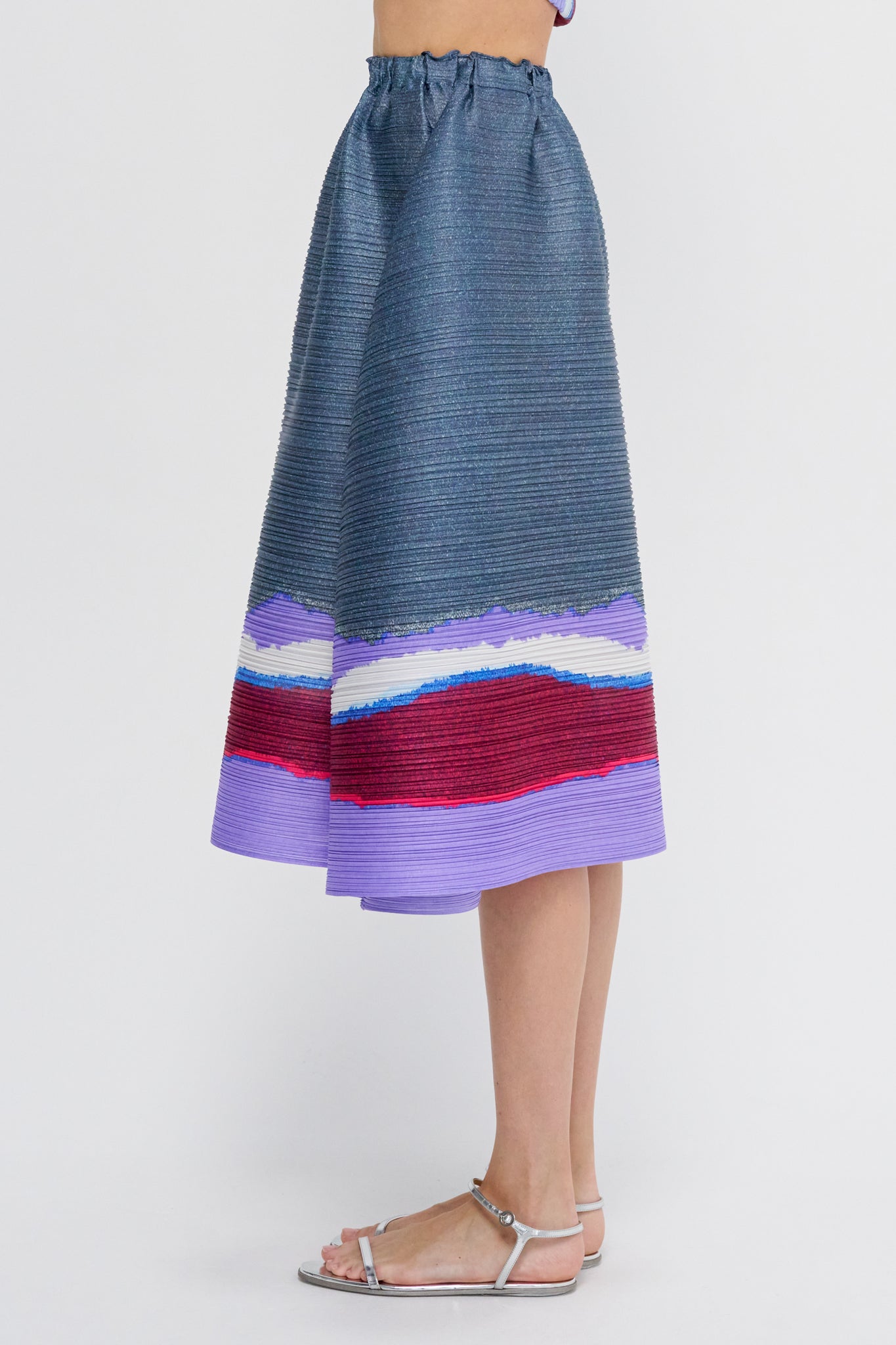 新しいブランド Please Pleats Issey Gray Blue Dark Colors, Grainy Miyake シャツ+ブラウス(半袖+袖なし)