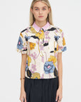 Melodia Print Cropped Shirt, Bone
