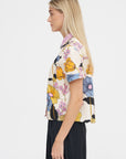 Melodia Print Cropped Shirt, Bone