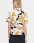 Melodia Print Cropped Shirt, Bone