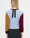 Cashmere Color-Block Sweater, Light Blue