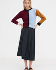 Cashmere Color-Block Sweater, Light Blue