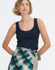 Ribbed Tank Top, Navy