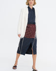 Embellished Wrap Skirt, Burgundy