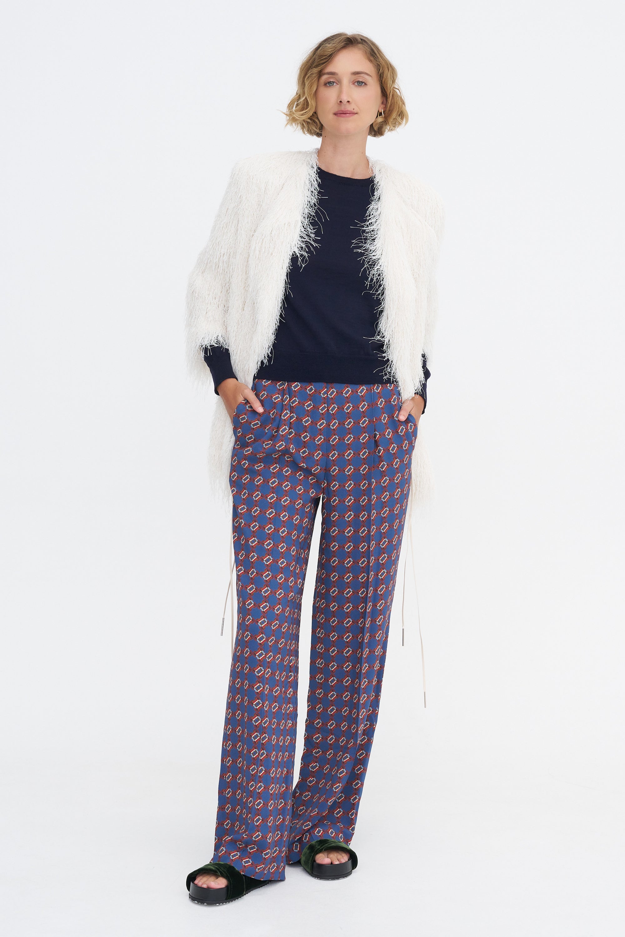 Printed Trouser, Blue