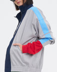 Compact Tech Knit Bomber, Light Grey Multi