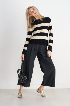 Allude - Striped Sweater, Beach & Noir