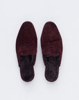 Suede And Shearling Slippers, Bordeaux