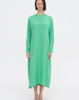 4-Ply Silk Long Sleeve Cocoon Dress, Green
