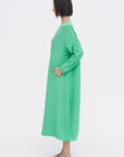 4-Ply Silk Long Sleeve Cocoon Dress, Green