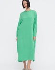 4-Ply Silk Long Sleeve Cocoon Dress, Green
