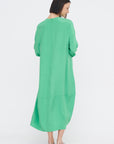 4-Ply Silk Long Sleeve Cocoon Dress, Green