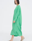 4-Ply Silk Long Sleeve Cocoon Dress, Green