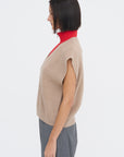 Cardigan Stitch Sweater Vest With Removable Dickie, Latte