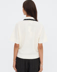 Duc - Elbow-length Knit Top, Natural & Deep Black