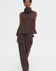 Pleated Front Pant, Chocolate