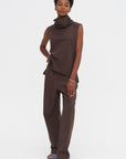 Pleated Front Pant, Chocolate
