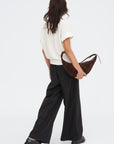 Duc - Elbow-length Knit Top, Natural & Deep Black