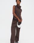 Pleated Front Pant, Chocolate