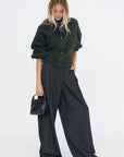 Wide Leg Trouser, Dark Green