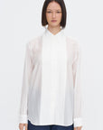 Silk Voile Easy Pintucked Shirt, Ivory