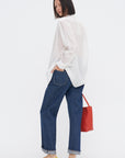 Silk Voile Easy Pintucked Shirt, Ivory