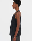 Recycled Tropical Wool Overall Top, Black