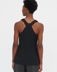 Recycled Tropical Wool Overall Top, Black