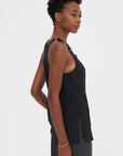 Recycled Tropical Wool Overall Top, Black