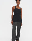 Recycled Tropical Wool Overall Top, Black