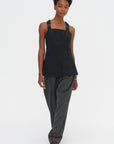 Recycled Tropical Wool Overall Top, Black
