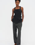 Recycled Tropical Wool Overall Top, Black