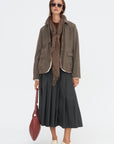 Eco Wool Herringbone Short Jacket, Beige