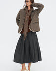Eco Wool Herringbone Short Jacket, Beige