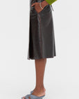 Varnished Wool Skirt, Testa Di Moro