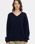 Mann Ycash - 3 Ply Cashmere V-Neck, Midnight