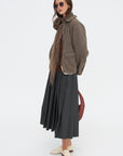 Eco Wool Herringbone Short Jacket, Beige