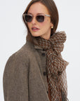 Cashmere Feather Yarn Dyed Classic Check Stole, Brown
